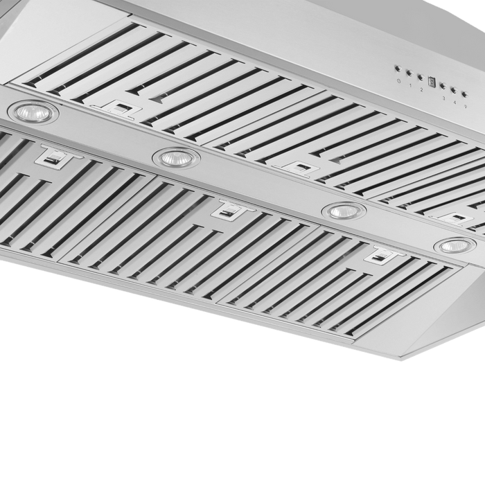 Forno Coppito 48-Inch Island Range Hood, Stainless Steel, LED Lighting, Adjustable Fan Speeds