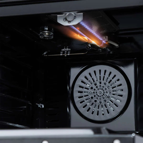 Forno Breno 24 Inch Freestanding Gas Range in Black/White with Antique Brass, Compact Design