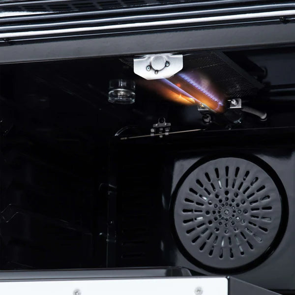 Forno Breno 24 Inch Freestanding Gas Range in Black/White with Antique Brass, Compact Design