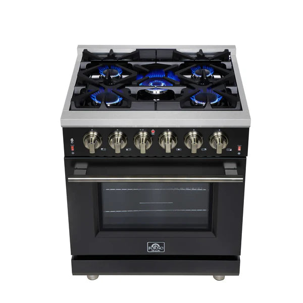 Forno Massimo 30-Inch Freestanding Gas Range, 4 Burners, True Convection Oven
