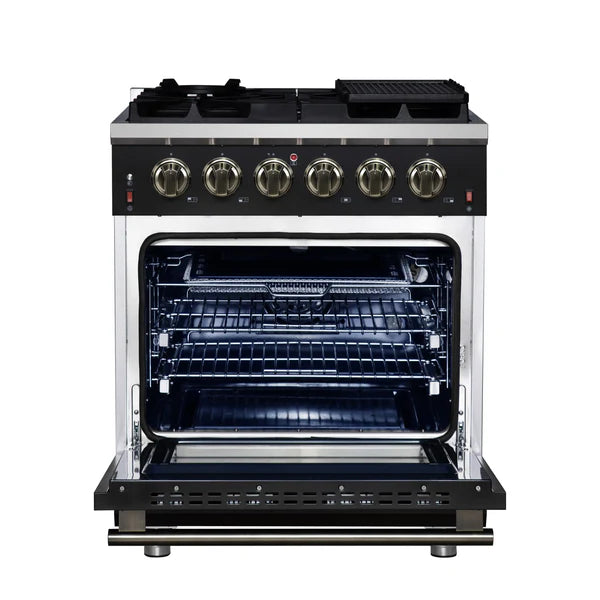Forno Massimo 30-Inch Freestanding Gas Range, 4 Burners, True Convection Oven