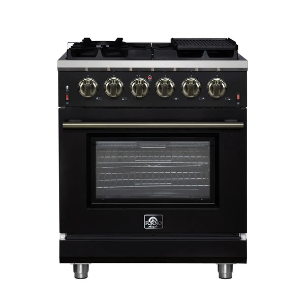 Forno Massimo 30-Inch Freestanding Gas Range, 4 Burners, True Convection Oven