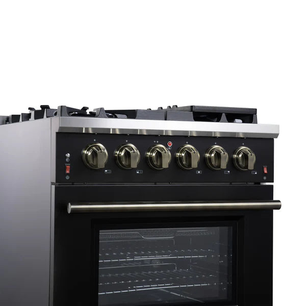Forno Massimo 30-Inch Freestanding Gas Range, 4 Burners, True Convection Oven