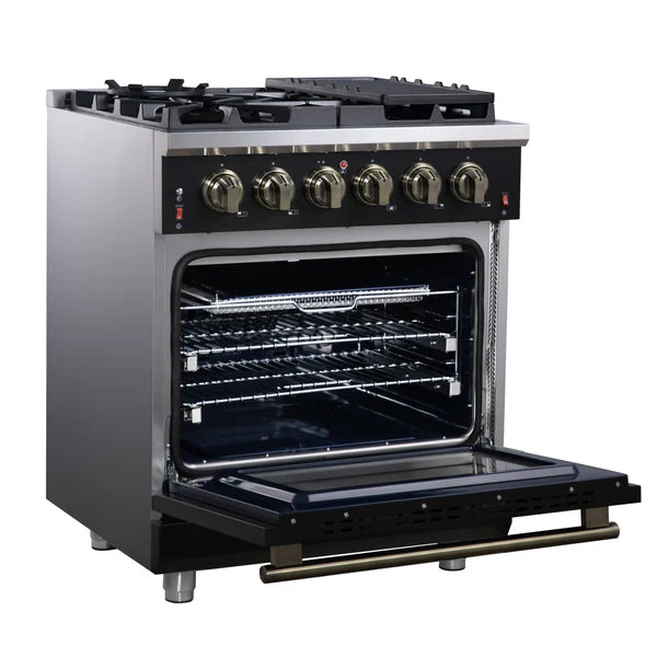 Forno Massimo 30-Inch Freestanding Gas Range, 4 Burners, True Convection Oven
