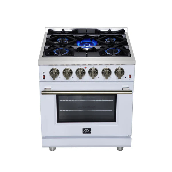 Forno Massimo 30-Inch Freestanding Gas Range, 4 Burners, True Convection Oven