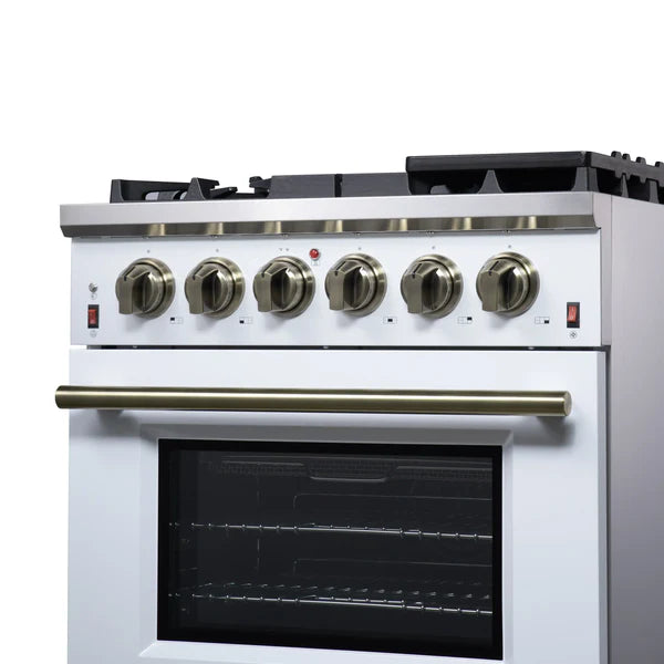 Forno Massimo 30-Inch Freestanding Gas Range, 4 Burners, True Convection Oven