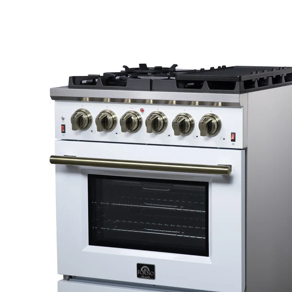 Forno Massimo 30-Inch Freestanding Gas Range, 4 Burners, True Convection Oven