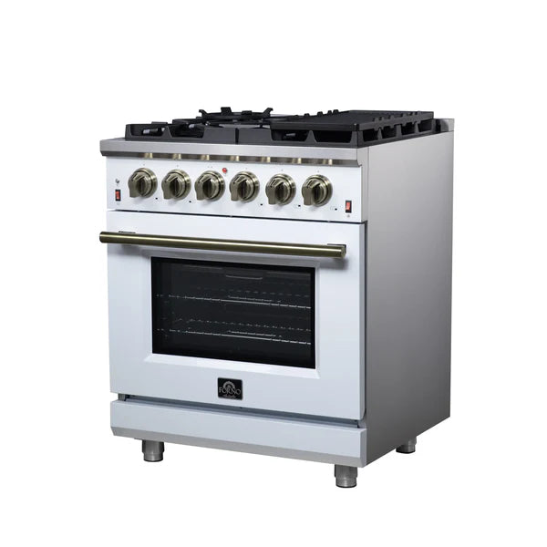 Forno Massimo 30-Inch Freestanding Gas Range, 4 Burners, True Convection Oven