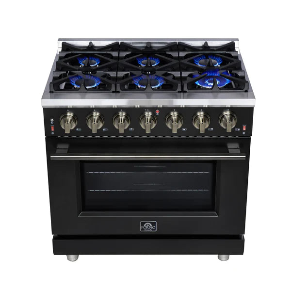 Forno Massimo 36-Inch Freestanding Gas Range, 6 Sealed Burners, Convection Oven, Energy Efficient