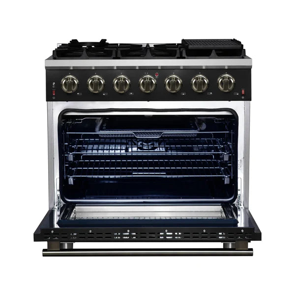 Forno Massimo 36-Inch Freestanding Gas Range, 6 Sealed Burners, Convection Oven, Energy Efficient