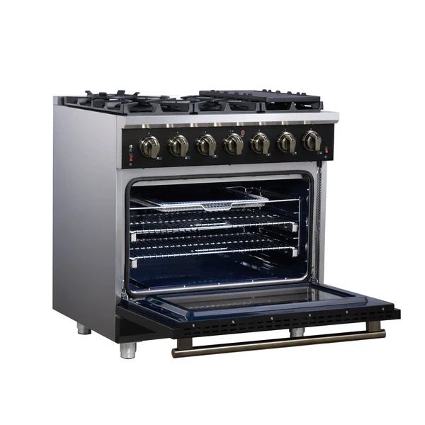 Forno Massimo 36-Inch Freestanding Gas Range, 6 Sealed Burners, Convection Oven, Energy Efficient