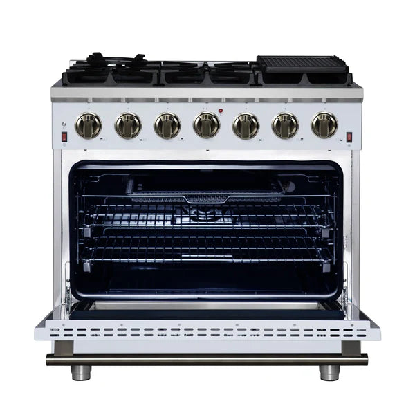 Forno Massimo 36-Inch Freestanding Gas Range, 6 Sealed Burners, Convection Oven, Energy Efficient