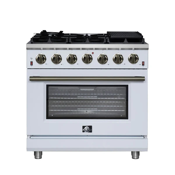 Forno Massimo 36-Inch Freestanding Gas Range, 6 Sealed Burners, Convection Oven, Energy Efficient