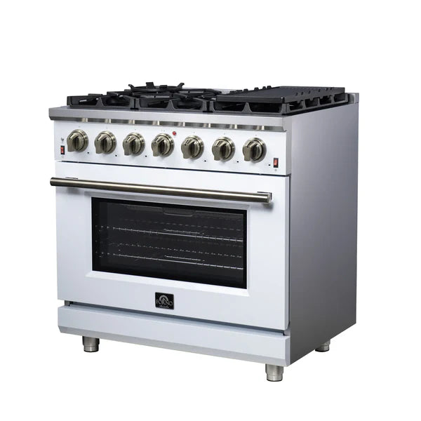 Forno Massimo 36-Inch Freestanding Gas Range, 6 Sealed Burners, Convection Oven, Energy Efficient