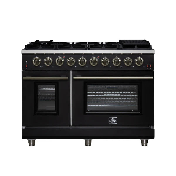 Forno Massimo 48-Inch Freestanding Gas Range, 8 Burners, True Convection Oven