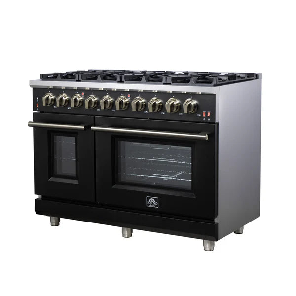 Forno Massimo 48-Inch Freestanding Gas Range, 8 Burners, True Convection Oven