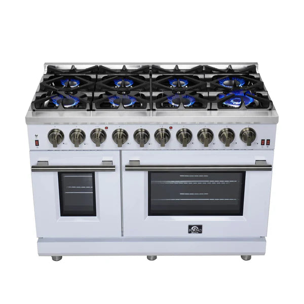 Forno Massimo 48-Inch Freestanding Gas Range, 8 Burners, True Convection Oven