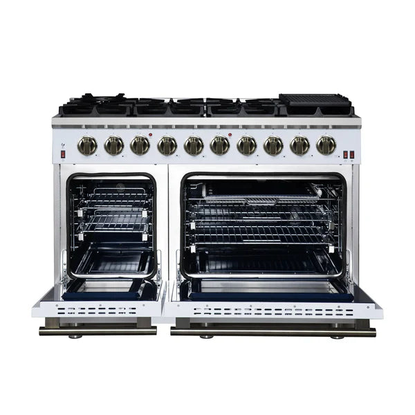 Forno Massimo 48-Inch Freestanding Gas Range, 8 Burners, True Convection Oven