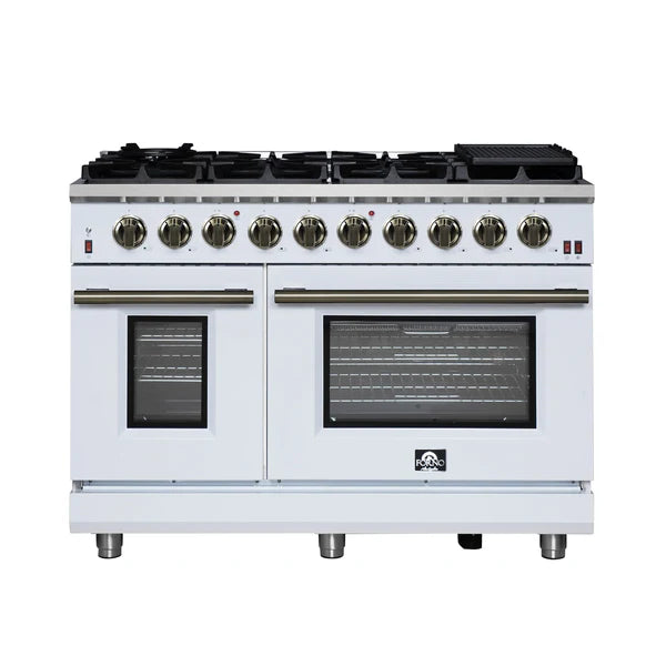 Forno Massimo 48-Inch Freestanding Gas Range, 8 Burners, True Convection Oven
