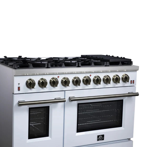 Forno Massimo 48-Inch Freestanding Gas Range, 8 Burners, True Convection Oven