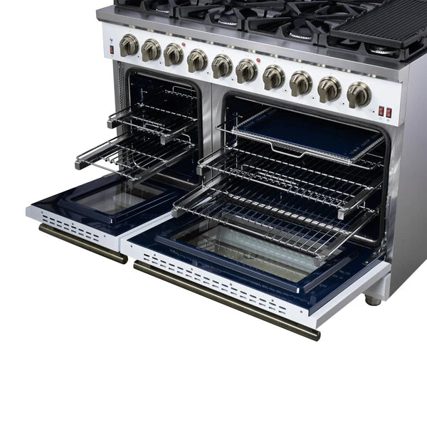 Forno Massimo 48-Inch Freestanding Gas Range, 8 Burners, True Convection Oven