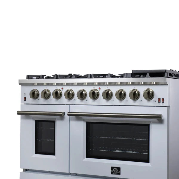 Forno Massimo 48-Inch Freestanding Gas Range, 8 Burners, True Convection Oven