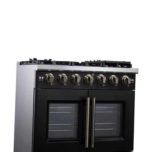 Forno Capriasca 36-Inch Freestanding French Door Gas Range, 6 Burners, Convection Oven, Energy Efficient