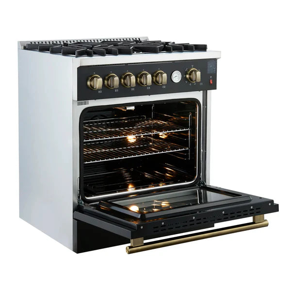 FORNO Giovanni 30-inch Gas Range Stainless Steel, 5 Burners 67,000 BTU, 4.32 cu.ft. Convection Oven