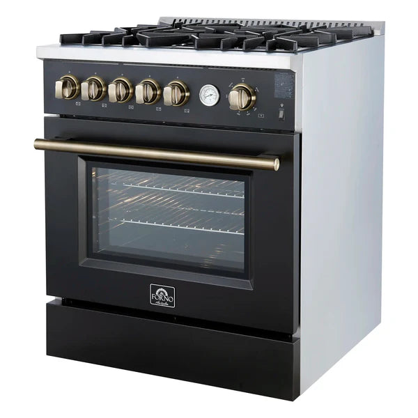 FORNO Giovanni 30-inch Gas Range Stainless Steel, 5 Burners 67,000 BTU, 4.32 cu.ft. Convection Oven