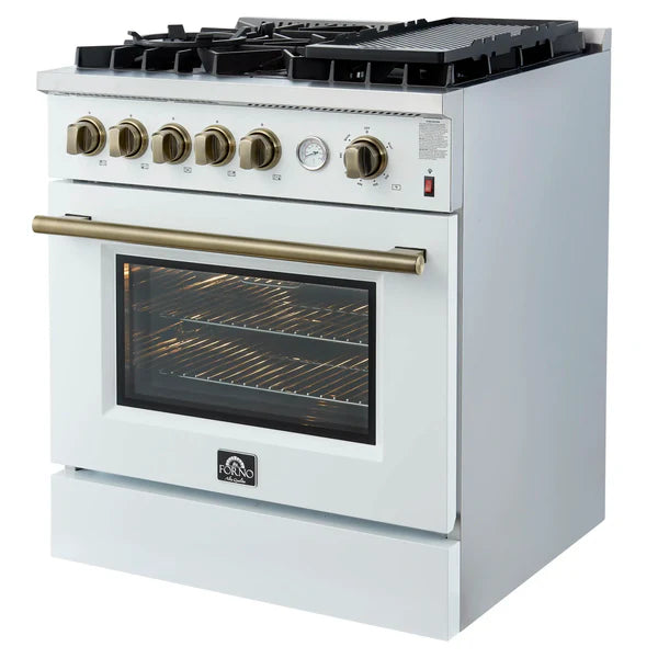 FORNO Giovanni 30-inch Gas Range Stainless Steel, 5 Burners 67,000 BTU, 4.32 cu.ft. Convection Oven
