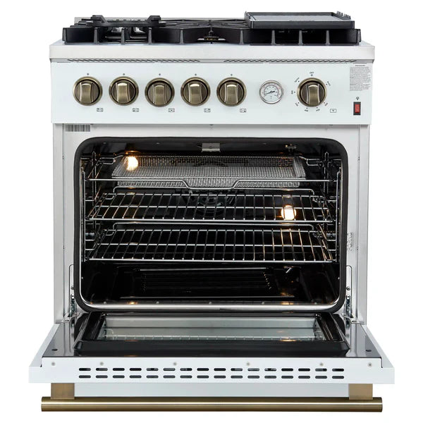 FORNO Giovanni 30-inch Gas Range Stainless Steel, 5 Burners 67,000 BTU, 4.32 cu.ft. Convection Oven