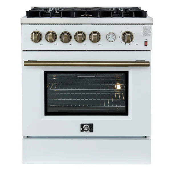 FORNO Giovanni 30-inch Gas Range Stainless Steel, 5 Burners 67,000 BTU, 4.32 cu.ft. Convection Oven
