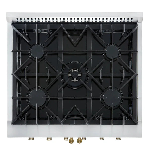 Forno Galiano 30-Inch Freestanding French Door Gas Range, 4 Burners, Convection Oven, Energy Efficient