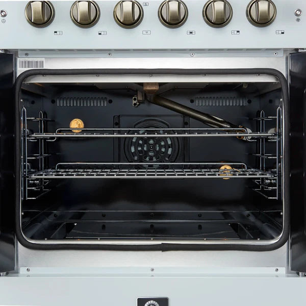 Forno Galiano 30-Inch Freestanding French Door Gas Range, 4 Burners, Convection Oven, Energy Efficient