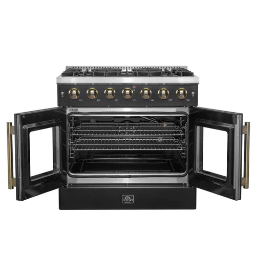Forno Galiano 36-Inch Freestanding French Door Gas Range, 6 Burners, Convection Oven, Energy Efficient