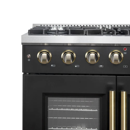 Forno Galiano 36-Inch Freestanding French Door Gas Range, 6 Burners, Convection Oven, Energy Efficient
