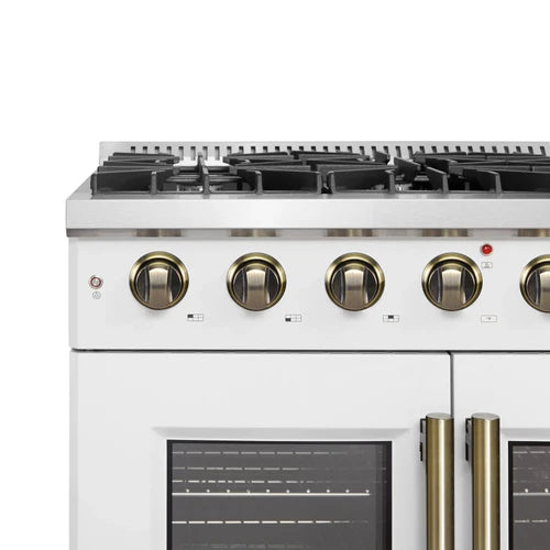 Forno Galiano 36-Inch Freestanding French Door Gas Range, 6 Burners, Convection Oven, Energy Efficient