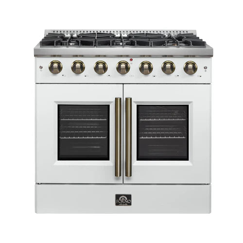 Forno Galiano 36-Inch Freestanding French Door Gas Range, 6 Burners, Convection Oven, Energy Efficient