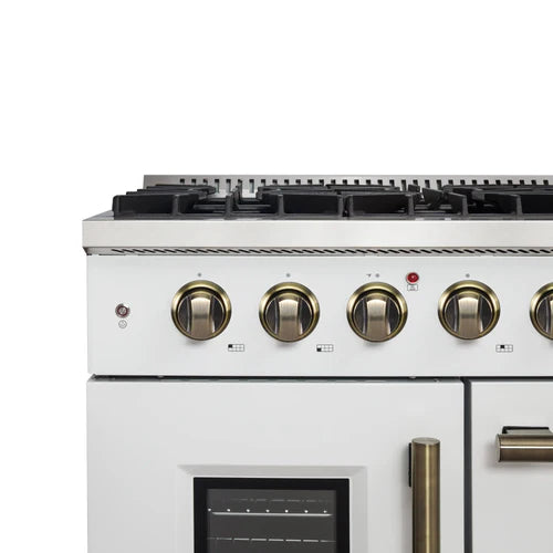 Forno Galiano 48-Inch Freestanding French Door Gas Range, 8 Burners, Griddle, Convection Oven, Energy Efficient