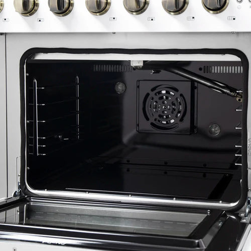 Forno Galiano 48-Inch Freestanding French Door Gas Range, 8 Burners, Griddle, Convection Oven, Energy Efficient