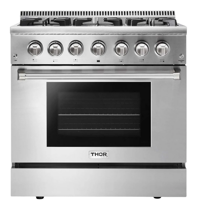Thor Kitchen 36-Inch 5.2 cu. ft. Oven Dual Fuel Range in Stainless Steel (HRD3606U)