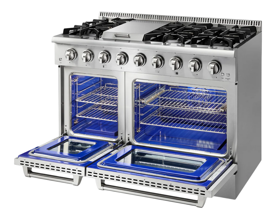 Thor Kitchen 48-Inch 6.7 cu. ft. Professional Gas Range in Stainless Steel with Double Oven (HRG4808U)