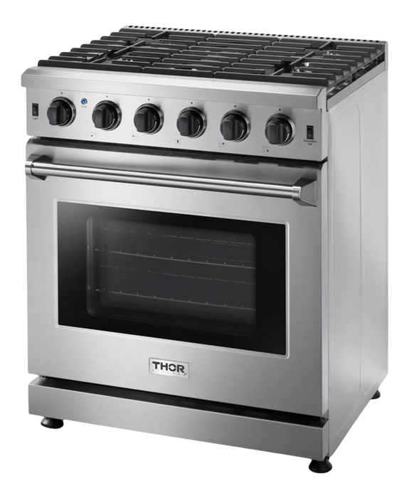 Thor Kitchen 30-Inch Gas Range with 5 Burners, 4.55 cu. ft Oven in Stainless Steel (LRG3001U)