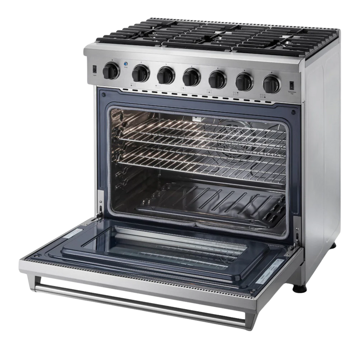 Thor Kitchen 36-Inch 6.0 Cu. Ft Single Oven Professional Gas Range in Stainless Steel (LRG3601U)