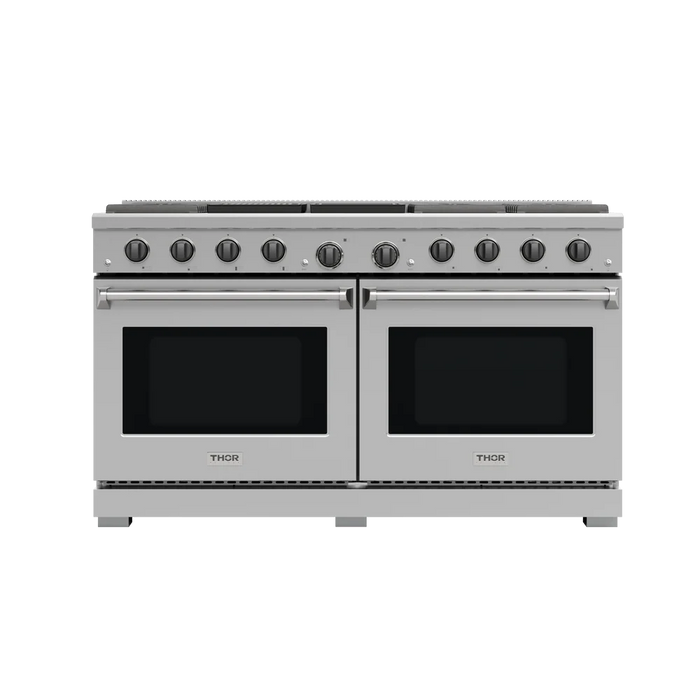 Thor Kitchen 60" 9.6 cu. ft. Professional Natural Gas Range with 8 Burners, LRG60E