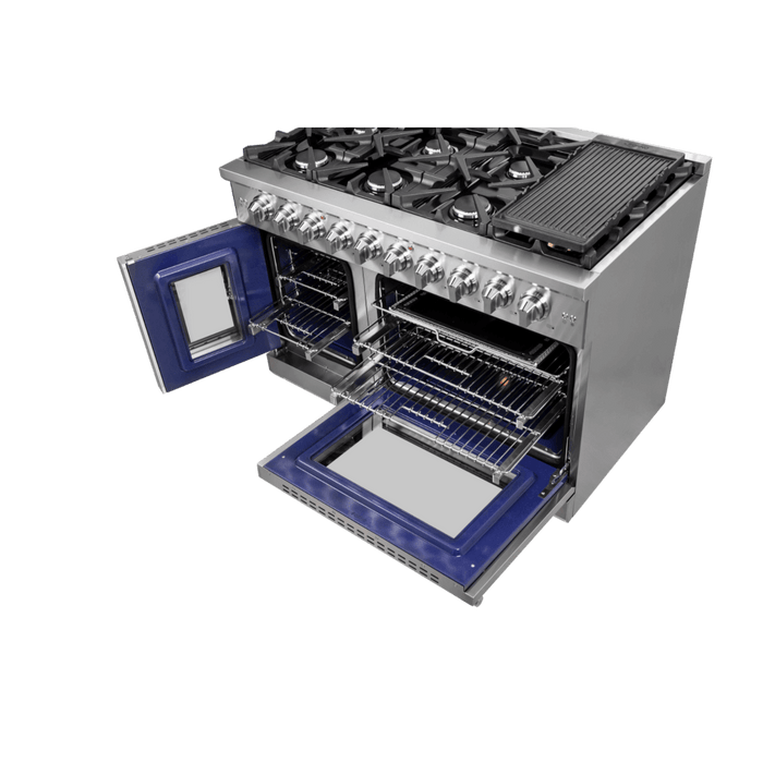 Forno Massimo 48-Inch Freestanding French Door Gas Range, 8 Burners, Convection Oven, Energy Efficient