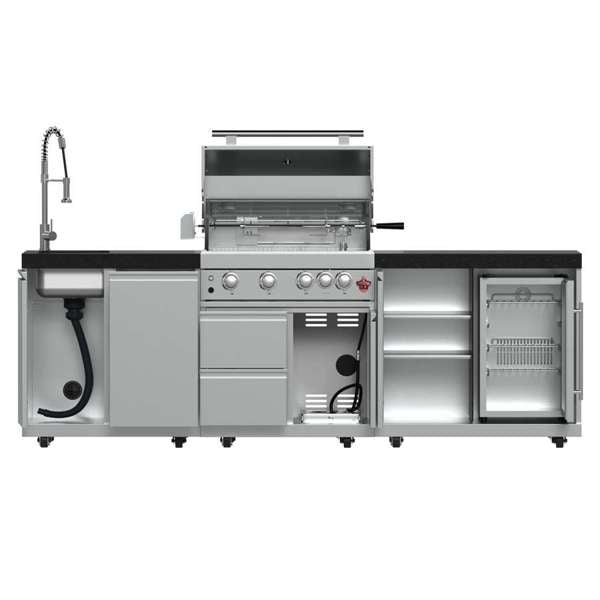 Bulnes Outdoor Kitchen 30" 60,000 BTU Stainless Steel BBQ with Black Granite Countertops