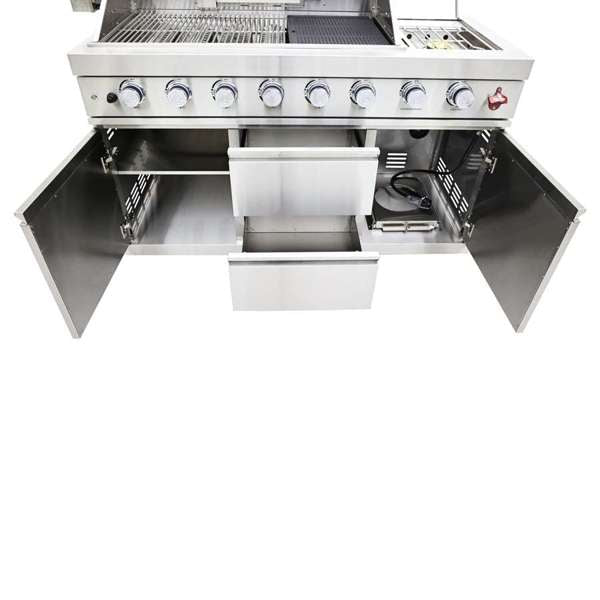 Bulnes Outdoor Kitchen 40" 84,000 BTU Stainless Steel BBQ & White Sintered Stone Countertops