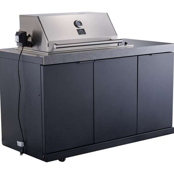 Rimini Outdoor Kitchen: 30" BBQ 62,600 BTU, 2.4 cu.ft. Refrigerator, Gray Countertops