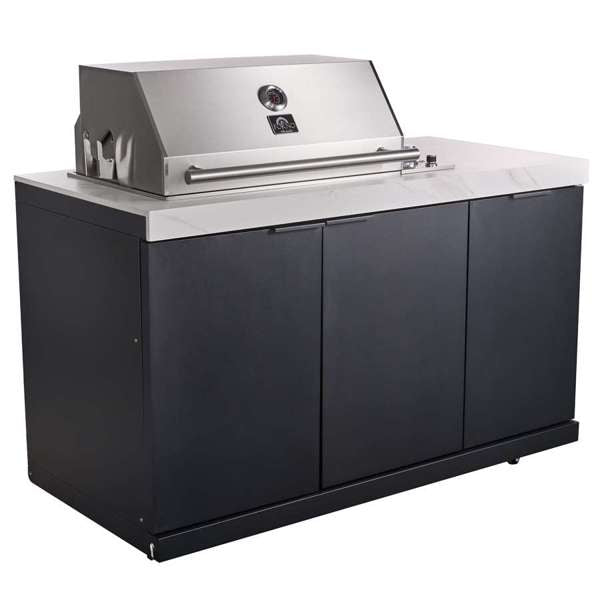 Rimini Outdoor Kitchen: 30" BBQ 62,600 BTU, 4.8 cu.ft. Refrigerators, White Countertops